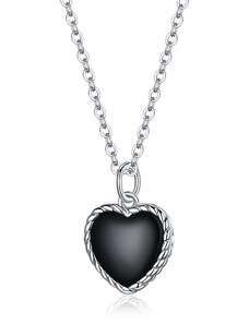 Emporial strieborný náhrdelník Srdce s drahokamom Achátom SCN443