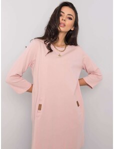 Basic Dámske bavlnené svetlo-ružové voľné šaty s vreckami