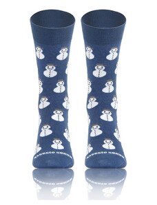 Sesto Senso Pánske vianočné ponožky modré - snehuliak, veľ. 43-46