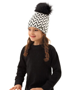 marika Dievčenská čiapka vzorovaná s brmbolcom Izyda MZ-3101 biela
