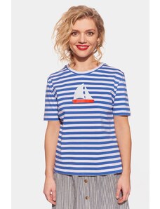 Piskacie Dámske tričko s loďkou, farba pásik modrý, veľkosť xs