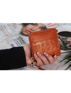 Jadise Dámska kožená peňaženka Majolika na zips oranžová, MINI