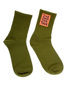 AURA.VIA Dámske tmavozelené ponožky TICK/TOCK