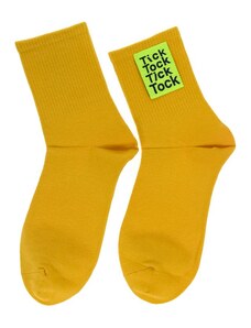 AURA.VIA Dámske žlté ponožky TICK/TOCK