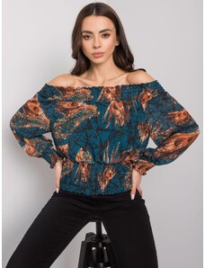 Fashionhunters Marine brown lady's blouse with Nanterre patterns