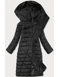 MONEY&YOU Dlhá čierna dámska zimná bunda s kapucňou (MY043)