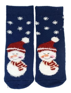 AURA.VIA Detské modré ponožky SNOWMAN