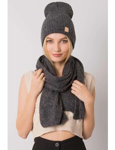 MladaModa Komplet - dámska čiapka + šál 3622 grafitový