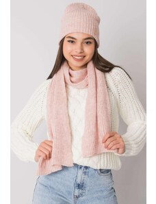 MladaModa Komplet - dámska čiapka + šál 3622 pudrovo ružový