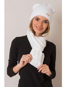 MladaModa Komplet - dámska čiapka + šál L114 biely