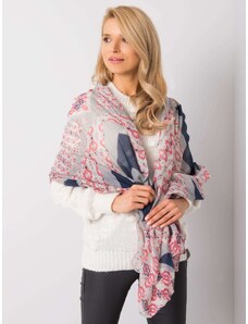 Fashionhunters Grey and pink patterned shawl