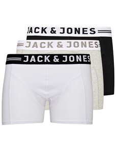 JACK & JONES Boxerky 'Sense' sépiová / sivá melírovaná / čierna / biela