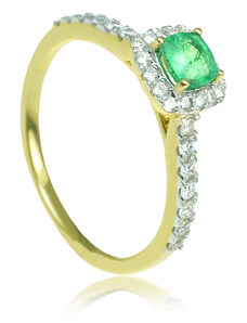 Goldie Zlatý prsteň so smaragdom a diamantmi