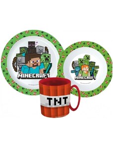 Stor Sada plastového riadu Minecraft s červeným hrnčekom TNT - 3 diely