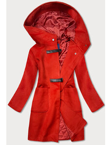 Ann Gissy Krátky červený dámsky kabát s kapucňou (GSQ2311)