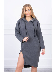 Kesi Dress with hood and slit on the side dark gray