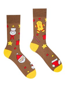 HestySocks Veselé ponožky "Vianočný čas je Christmas time"- hnedé
