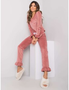 Fashionhunters Dusty pink velour pajamas with Camille RUE PARIS trousers