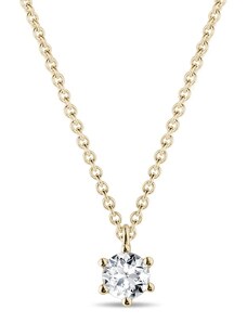 Zlatý náhrdelník s čírym briliantom KLENOTA K0611063