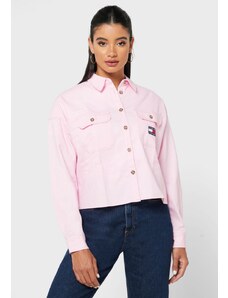 Tommy Hilfiger Tommy Jeans dámská růžová košile TJW CROPPED UTILITY SHIRT