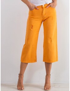 Basic Oranžovo-žlté capri rozšírené trojštvrťové džínsy