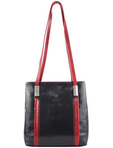 Borse Leather Italy Kabelka batoh Cereta kožená - hnedá černá / červená