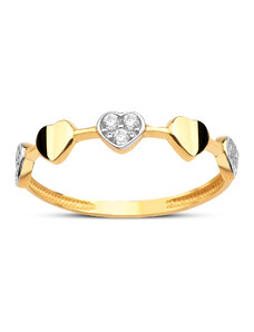 Lillian Vassago Zlatý prsteň so srdiečkami a zirkónmi LLV95-GR013