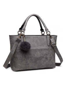 Sivá kvalitná dámska kabelka s ozdobou Lusiel