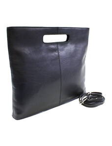 Arwel Čierna kožená elegantná zipsová kabelka Samantha