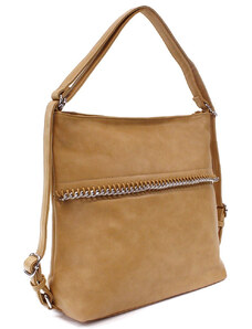 Svetlo hnedá dámska trendy kabelka s kombináciou batohu Noreis