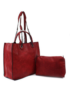 Mahel Červený dámsky elegantný kabelkový set 2v1 Kayden