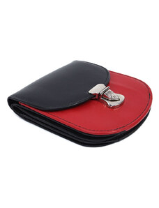 Arwel Čiernočervená dámska malá kožená prešívaná peňaženka so zámočkom Clariens