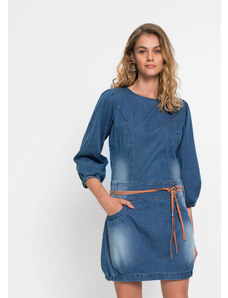 bonprix Džínsové šaty s opaskom, farba modrá, rozm. 34
