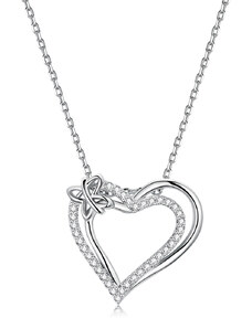 Emporial strieborný náhrdelník Dvojité číre srdce BSN240