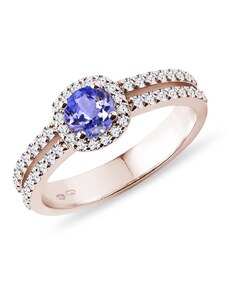 Luxusný diamantový prsteň z ružového zlata s tanzanitom KLENOTA K0804024