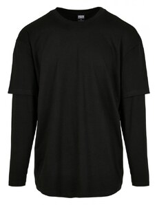 Čierne pánske tričko Urban Classics Oversized Shaped Double Layer LS