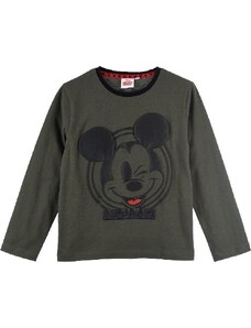 DISNEY Khaki chlapčenské tričko s dlhým rukávom Mickey Mouse