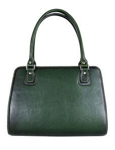 Vega Módna kožená kabelka 8614 ručne tamponovaná a tieňovaná v tmavo zelenej farbe