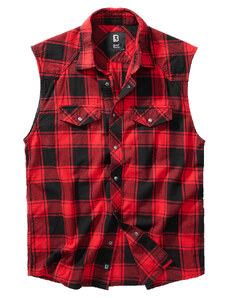 BRANDIT košeľa Checkshirt sleeveless červená-čierna