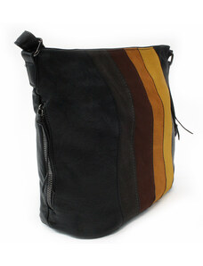 Čierna zipsová dámska kabelka s farebnými pruhmi Jaylin