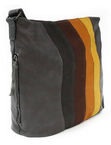 Tmavosivá zipsová dámska kabelka s farebnými pruhmi Jaylin