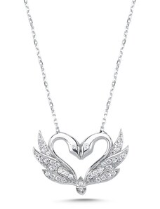 Klenoty Amber Luxusný strieborný náhrdelník Labutie srdce