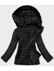 Libland Čierna prešívaná bunda s kapucňou (7218BIG)