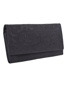 Čierna kožená dámska klopnová peňaženka Averi