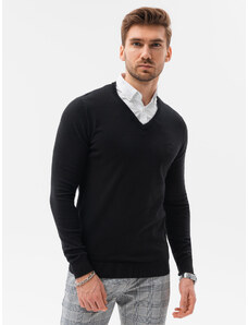 Ombre Clothing Pánsky sveter s bielym golierom - čierny V1 E120