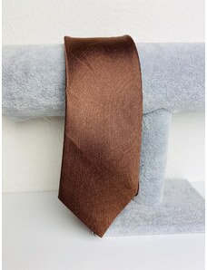 Webmoda Pánska hnedá saténová úzka kravata