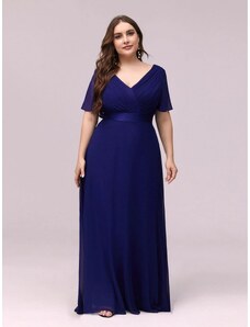 venusamoda Šifónové šaty s plisovaným živôtikom kráľovská modrá