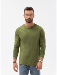 Ombre Clothing Pánske tričko s dlhým rukávom bez potlače - olivové V2 L131