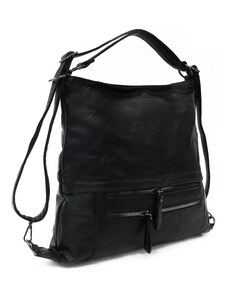 Čierna dámska kabelka s kombináciou batohu Ebonita
