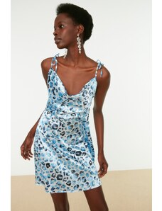 Trendyol Collection Modré štýlové večerné šaty s kopčekom